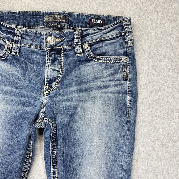 Silver Tuesday Capri Jeans Women’s 31x23 Medium Wash Fluid Denim Straight - Picture 3 of 16